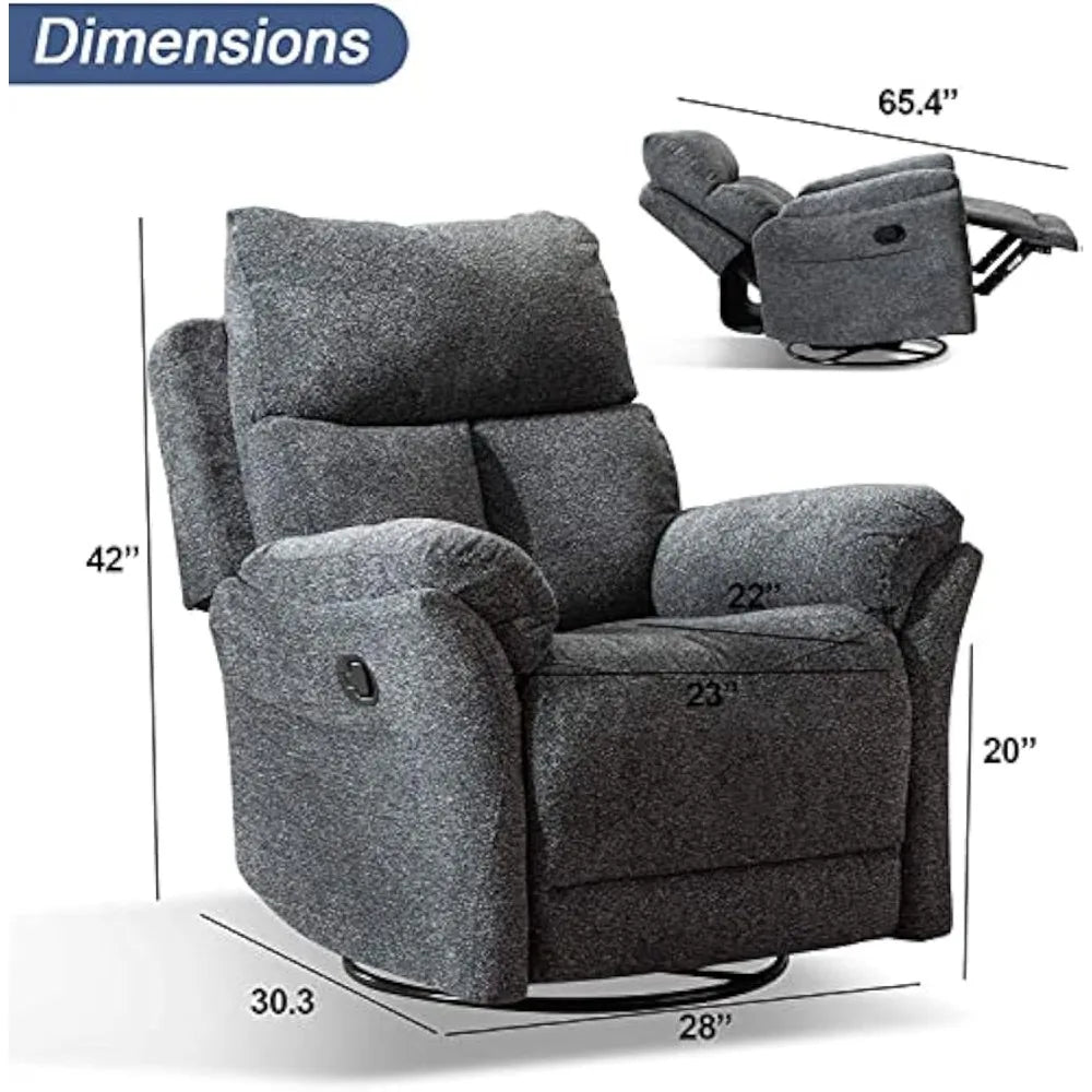 Manual Fabric Glider Nursery Recliner Chair in Dark Gray - Antland Marketplace