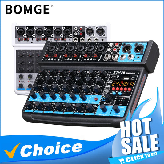TAVOSOP 8 Channel Audio Mixer with Bluetooth and USB Recording