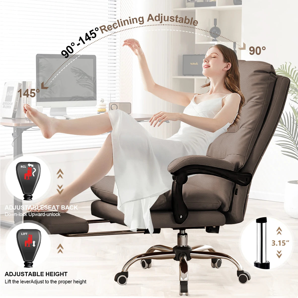 Comfortable High Back Executive Office Chair with Footrest - Antland Marketplace