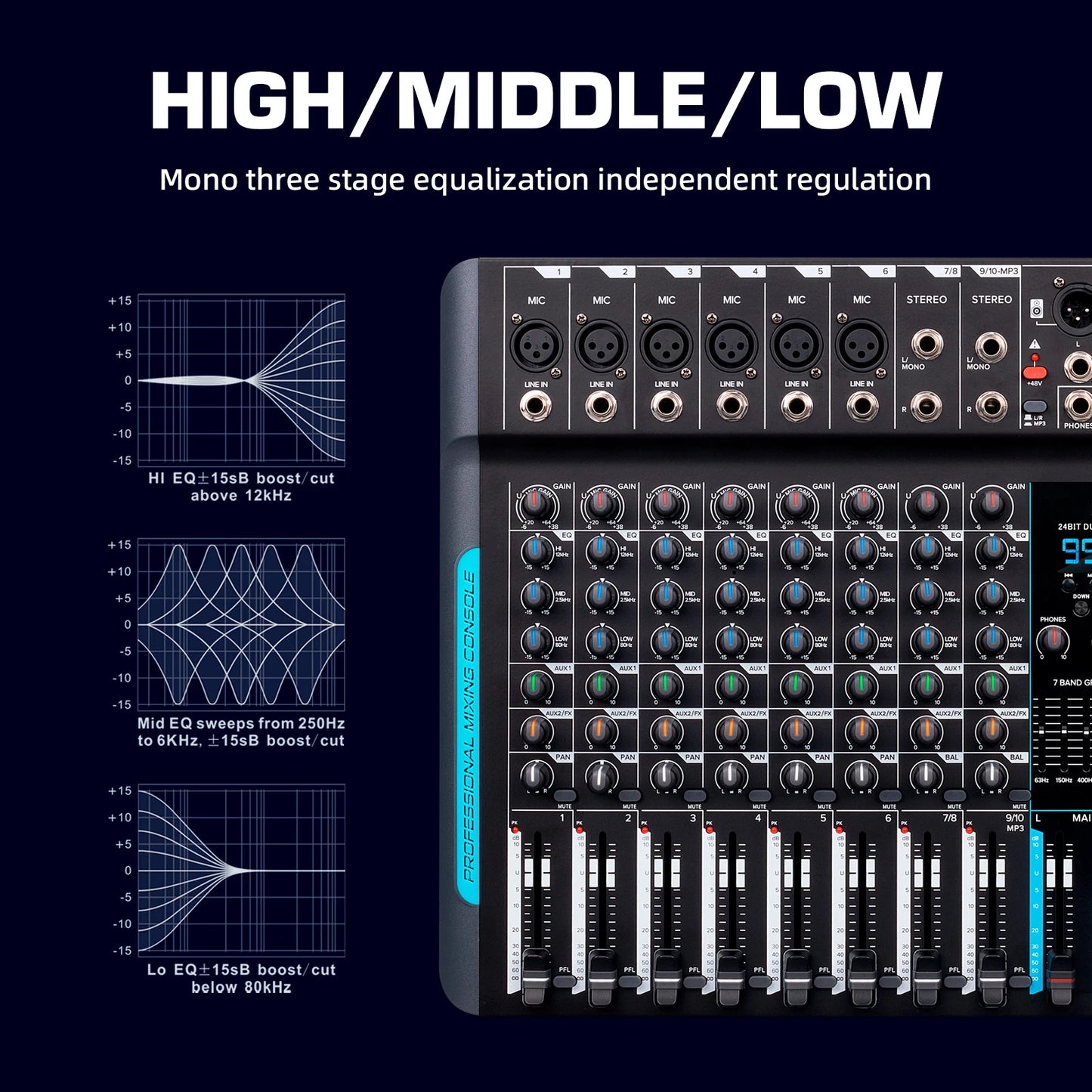 Forket 99 DSP FP-10 DJ Mixer with Bluetooth 10 Channels