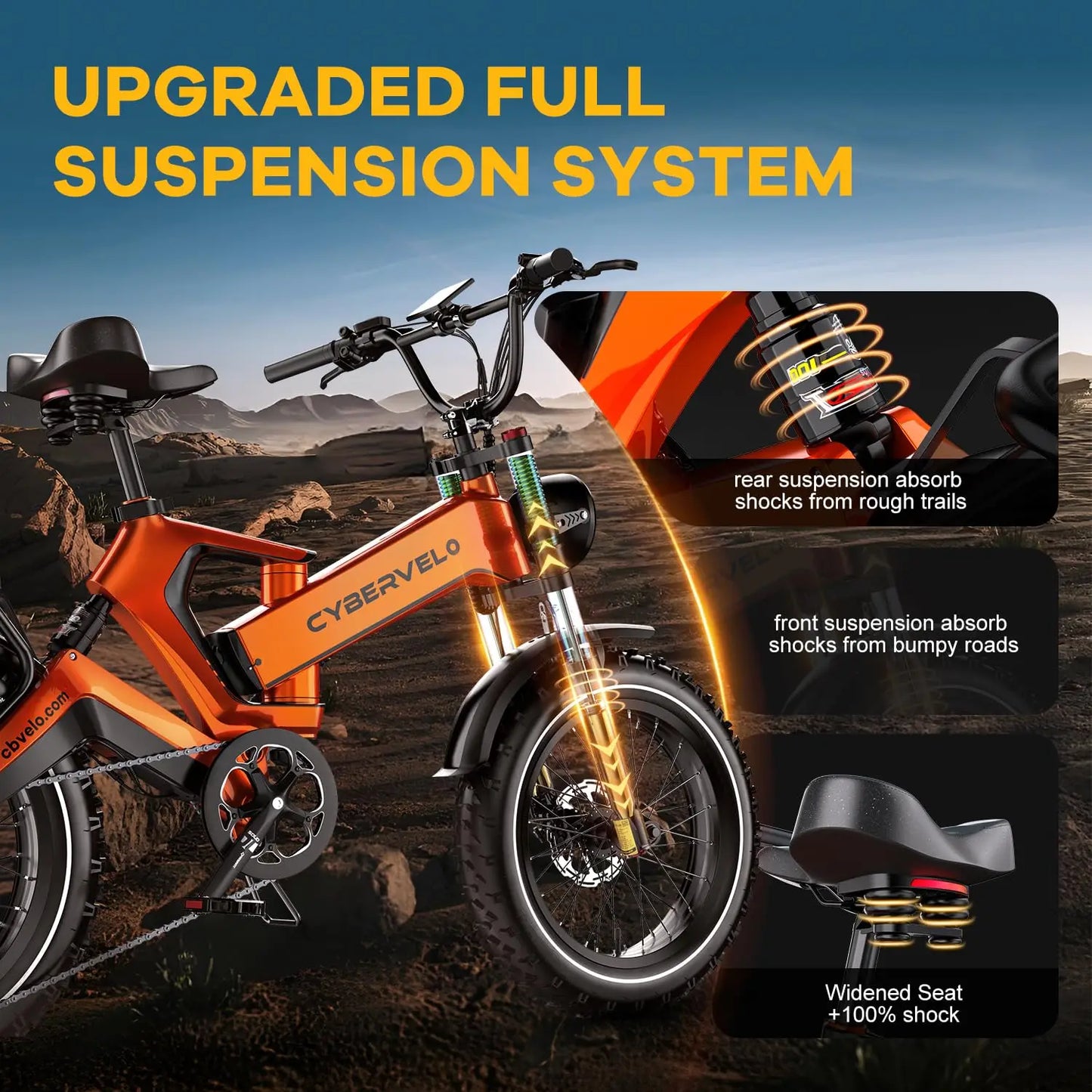 Cybervelo Folding Fat Tire Electric Bike EK6 2000W Peak