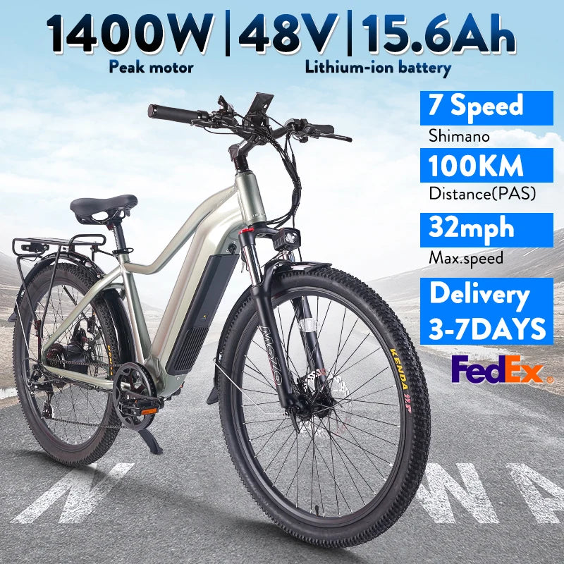 Alwaybike 27 Point 5 Inch Electric Mountain Bike With Hidden Battery 1400W