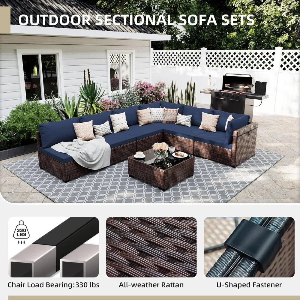 Zhuoting Outdoor Patio Furniture Set Sectional Sofa Wicker