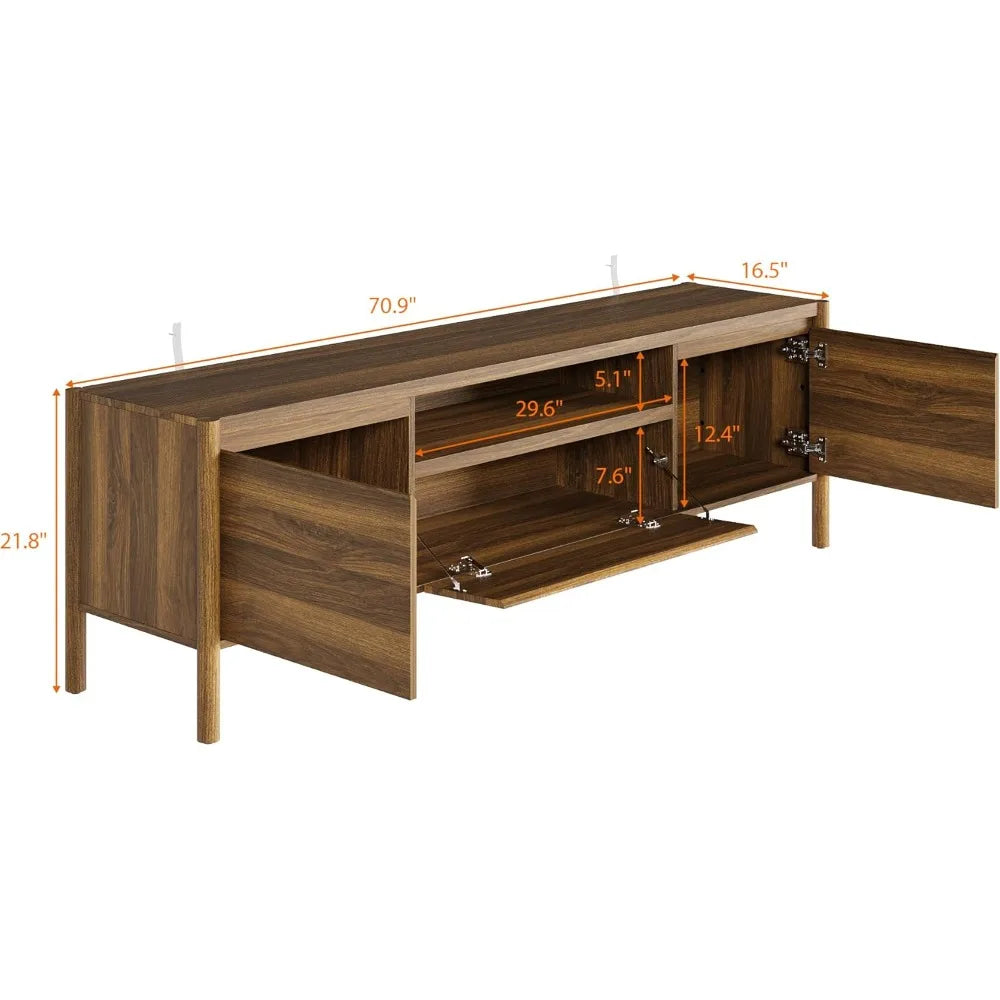 Mid Century Modern TV Stand 70 80 Inch Farmhouse 3 Cabinets