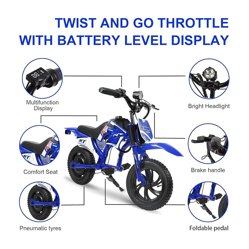 AOVOPRO 25V Electric Dirt Bike For Kids 3 To 10 200W