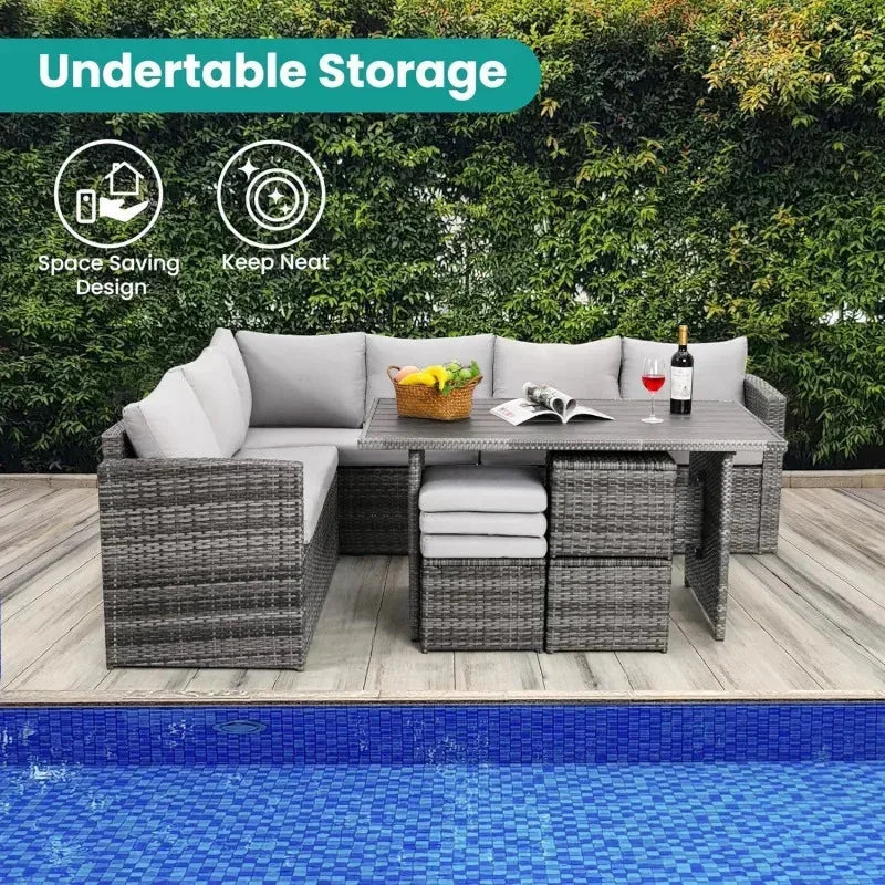 RPD4 QPatio 7 Piece Outdoor Dining Set All Weather Wicker