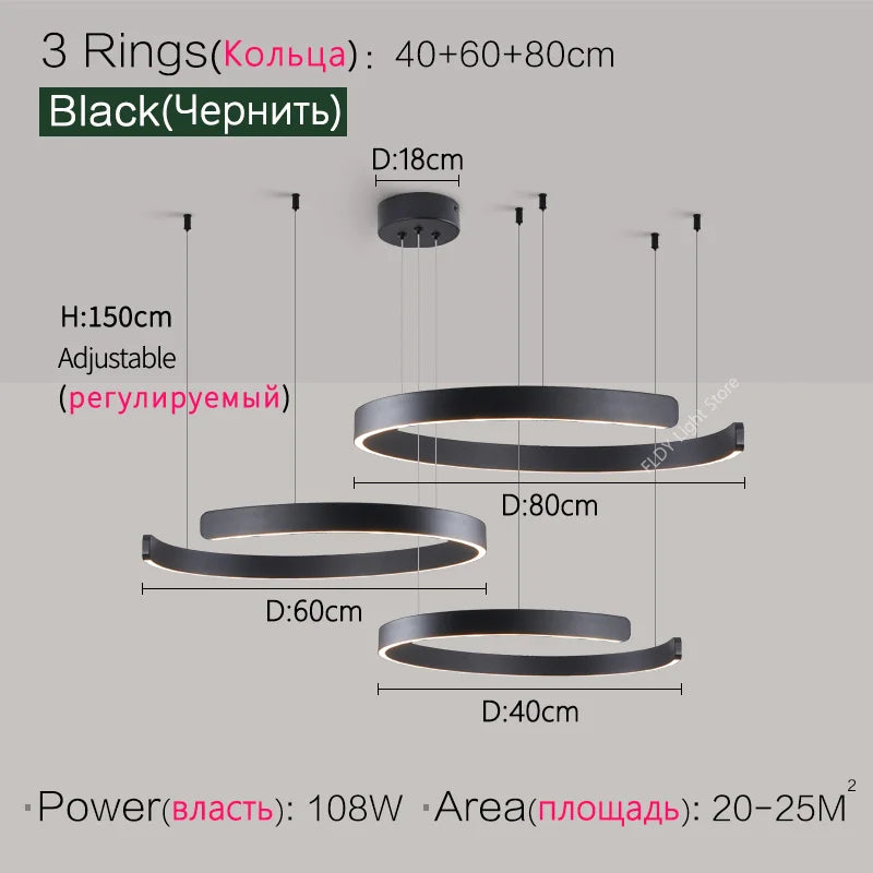 Ceiling chandelier Pendant light Chandeliers for dining room LED Bedroom living room nordic home decor Modern Round ring lamps - Antland Marketplace