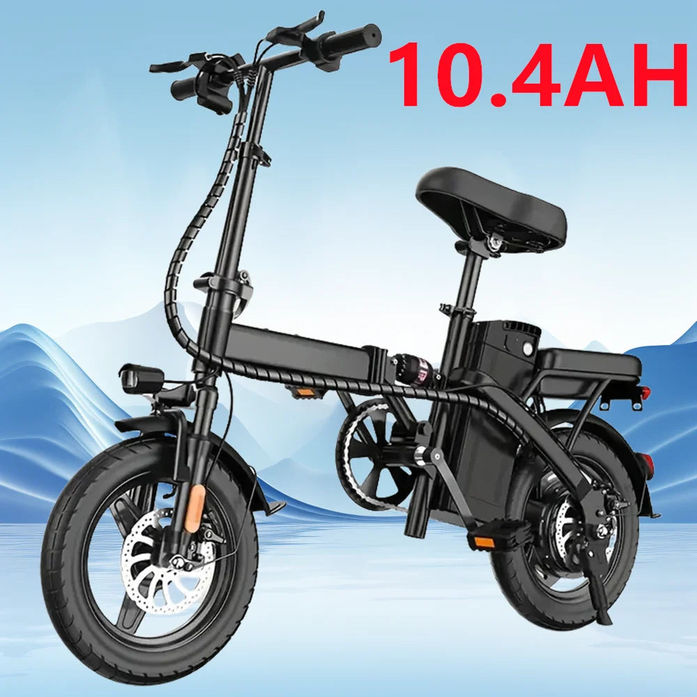 14 Inch Folding Electric Mountain Bike 450W 48V 21 Mile Range for Adults