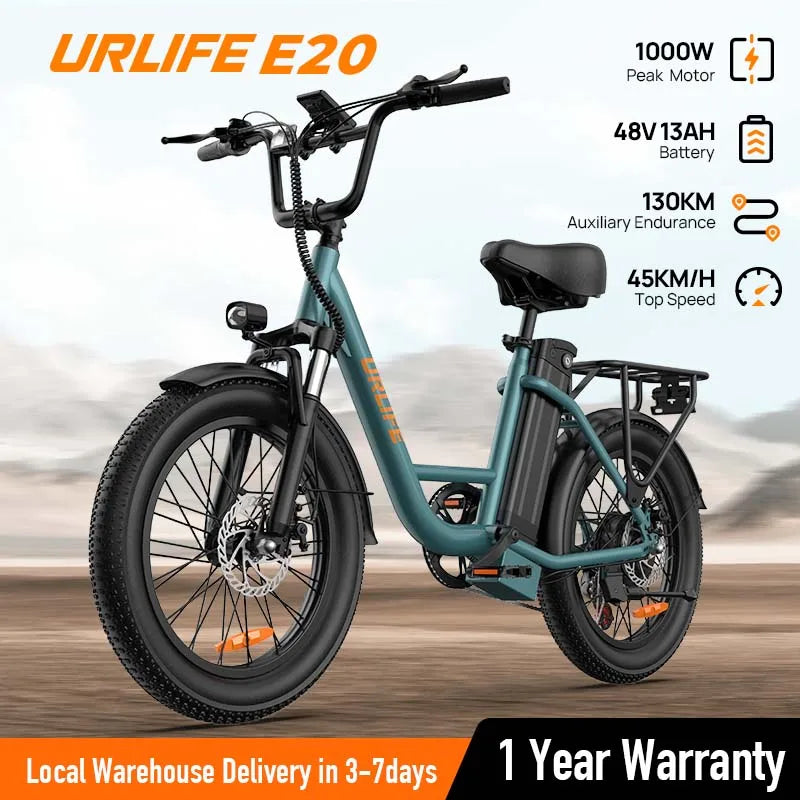 1000W E20 Fat Tire Electric Bike With Removable 48V Battery