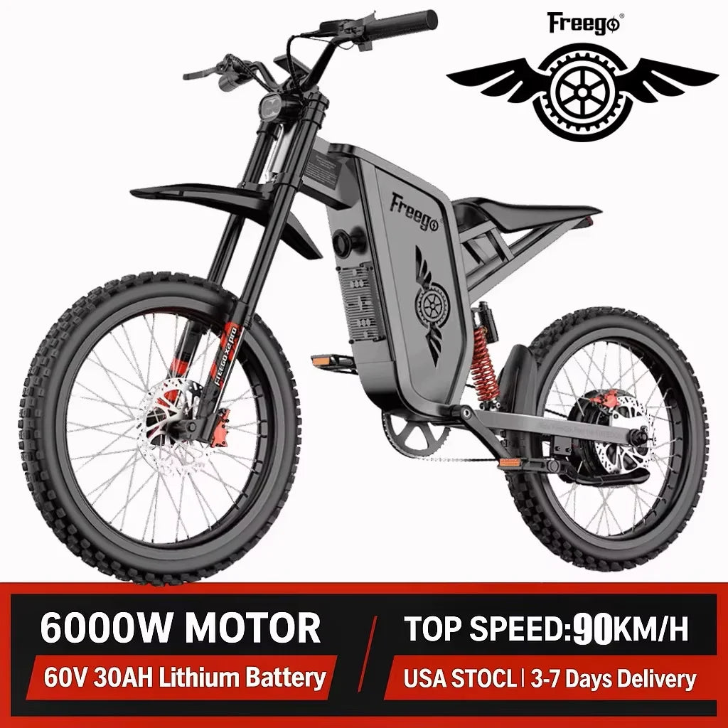 Freego X2 Pro Electric Motorcycle For Adults 6000W Off Road Ebike 50MPH Warranty