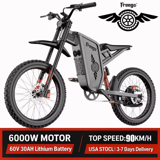 Freego X2 Pro Electric Motorcycle For Adults 6000W Off Road Ebike 50MPH Warranty