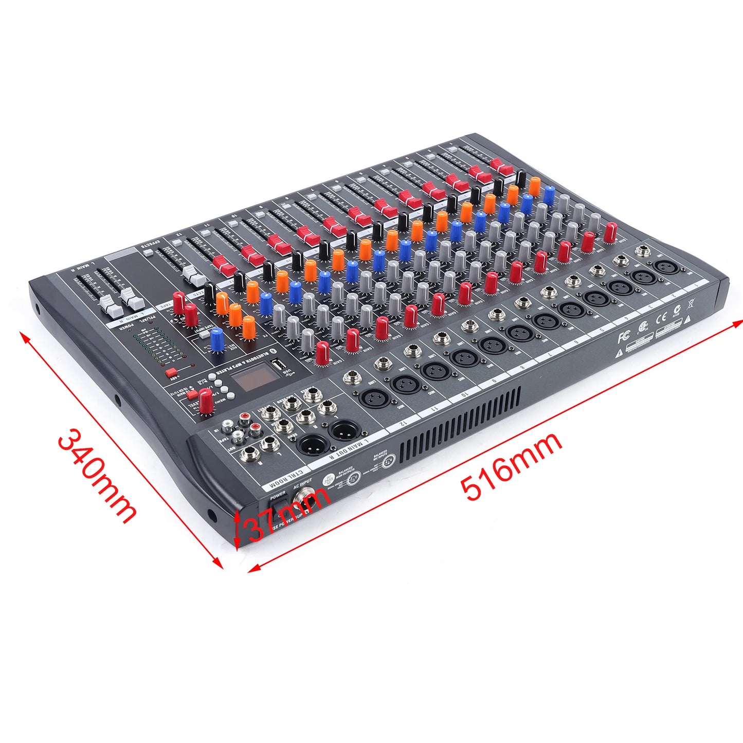 12 Channel Professional DJ Audio Mixer Console with USB