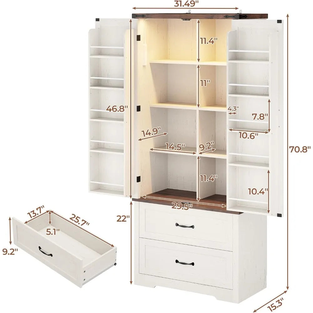 Modern Farmhouse Kitchen Storage Cabinet With Barn Doors