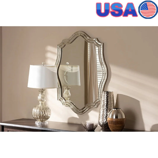 Antique Silver Wall Mirror With Double Metal Frame Rustic