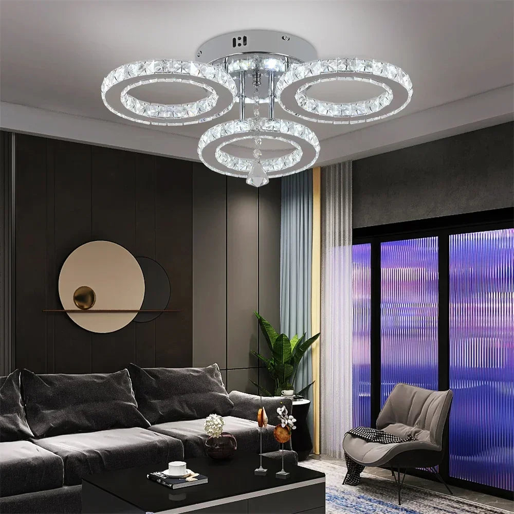 Modern Crystal Chandelier Flush Mount Ceiling Light Fixture
