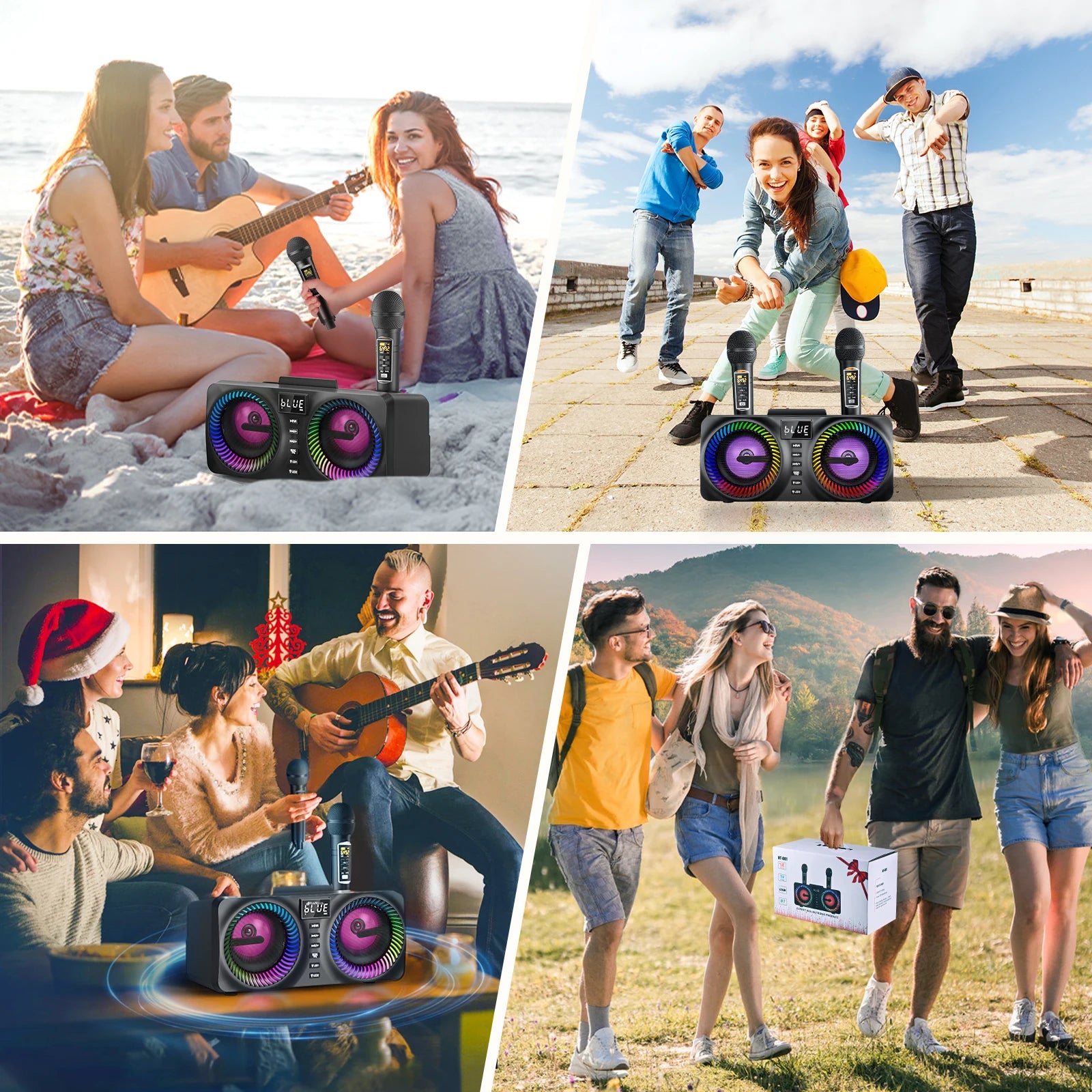 Portable Karaoke Machine with Bluetooth and Wireless Microphones - Antland Marketplace
