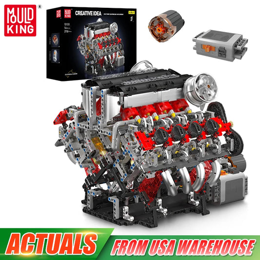 Mould King 10130 F488 Supercar V8 Engine Building Set