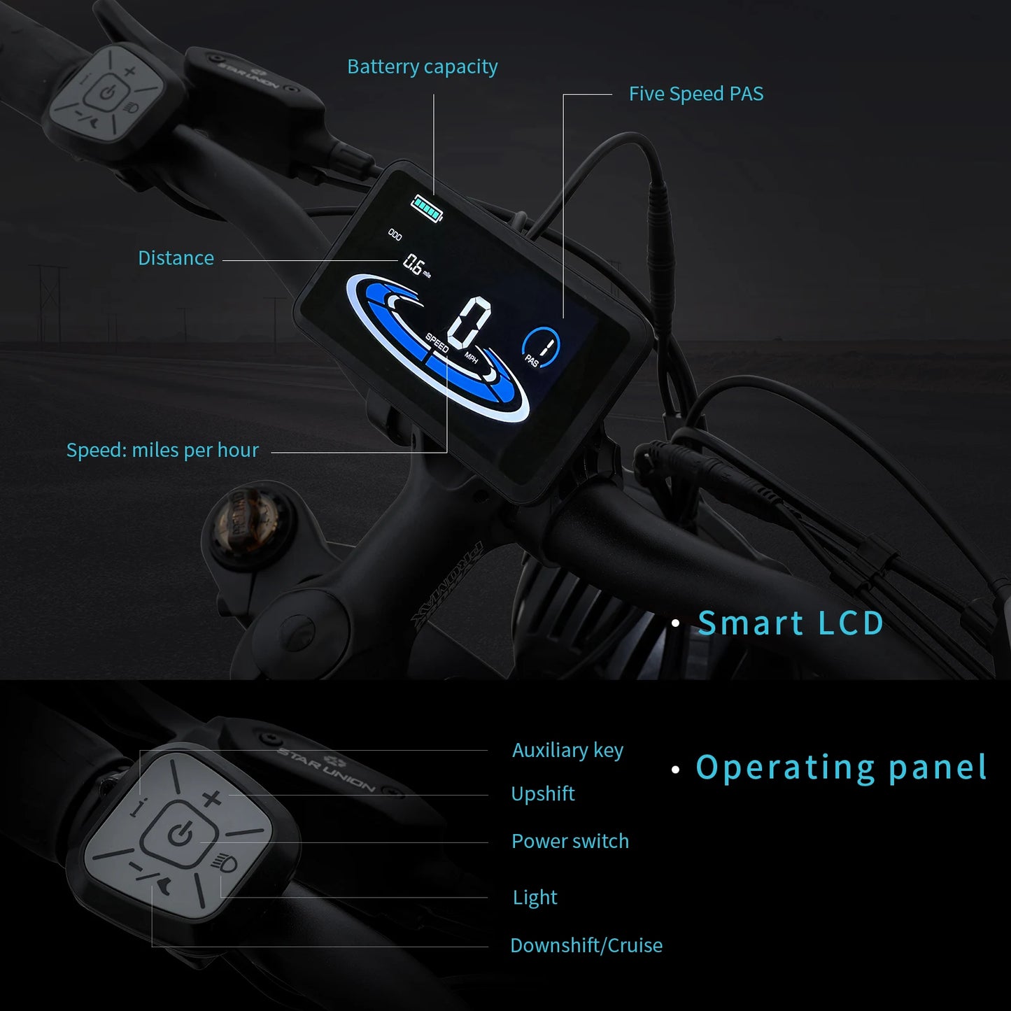 Xtion 750W 48V Electric Mountain Bike Fat Tire 20 Inch LCD Display UL Certified