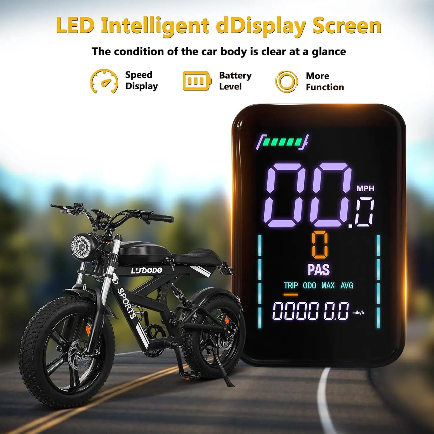 Adult Fat Tire Electric Bike 1500W Peak 35 MPH 48V 816Wh Battery
