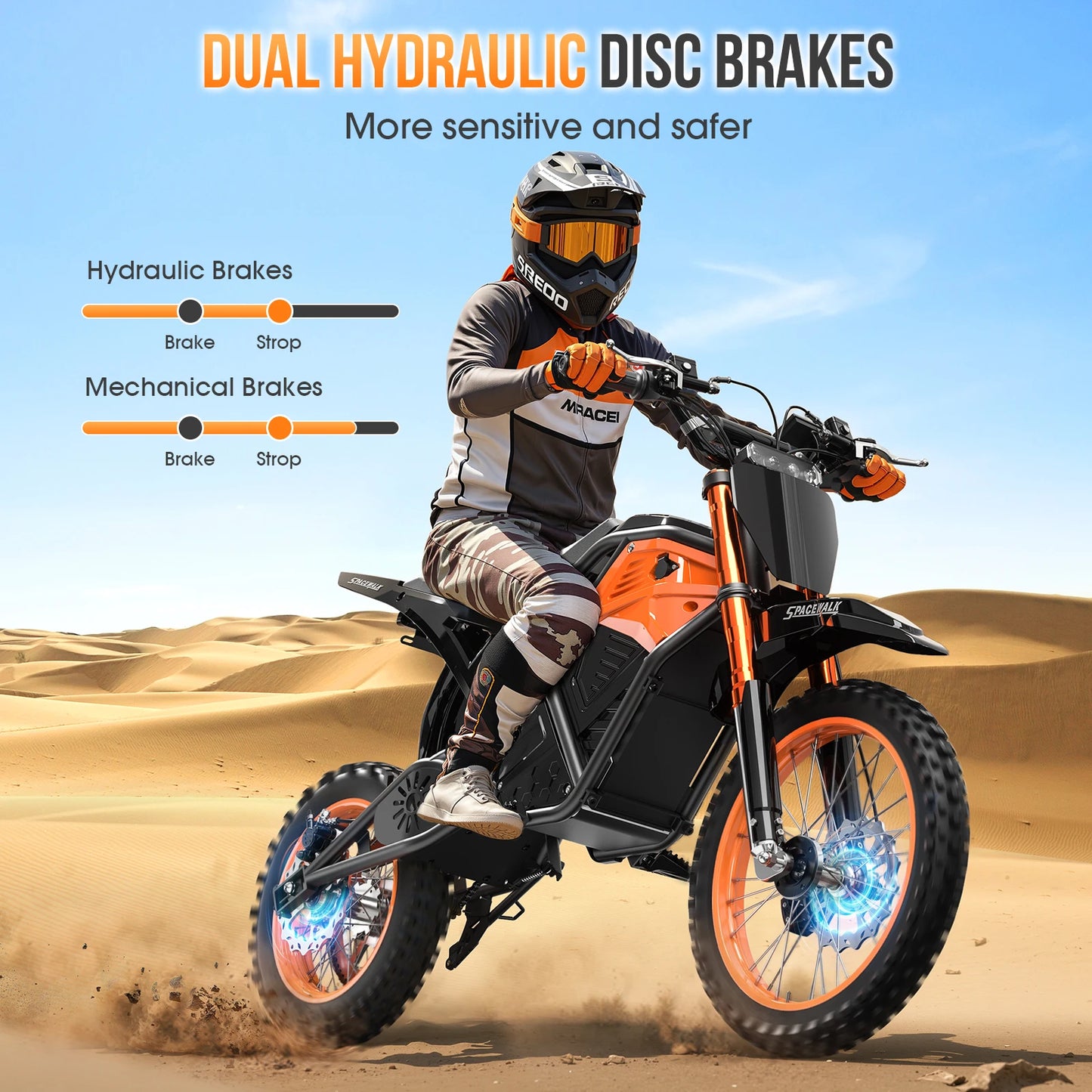 Fat Tire Electric Dirt Bike 3000W Mountain Off Road 48V Mid Drive