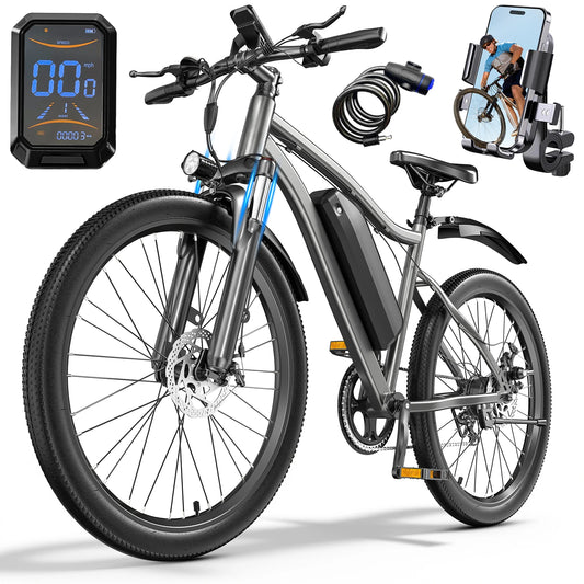 26 Inch Electric Mountain Bike 750W Front Suspension Lcd Display For Adult