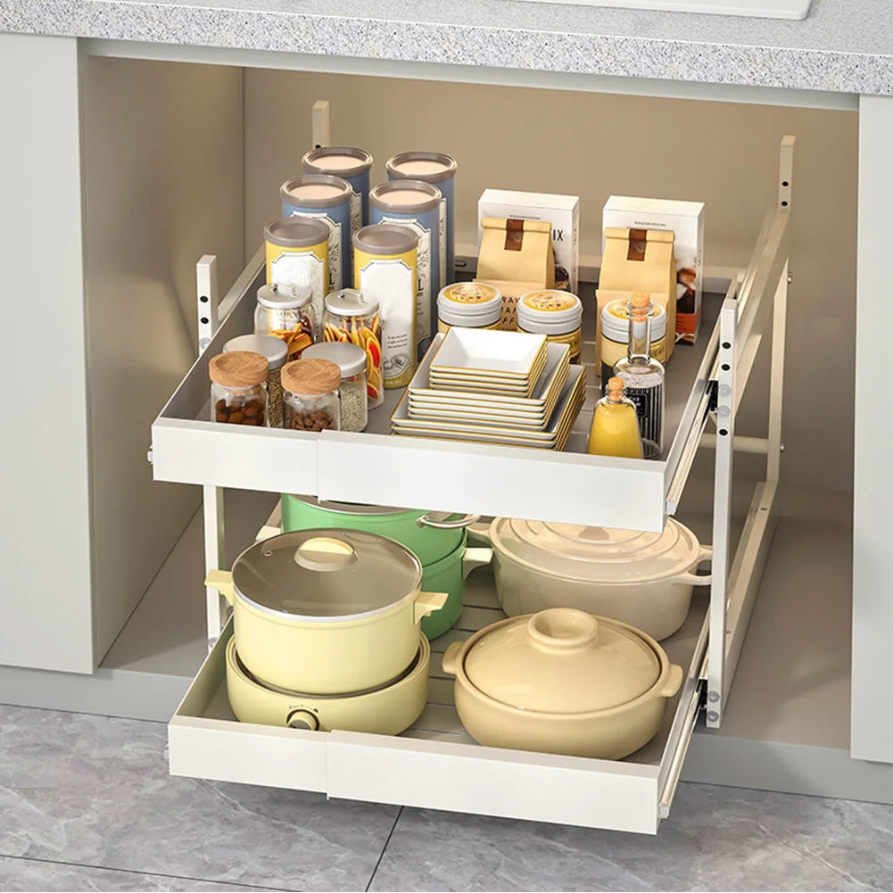 Under Sink 2 Tier Pull Out Cabinet Organizer Drawer