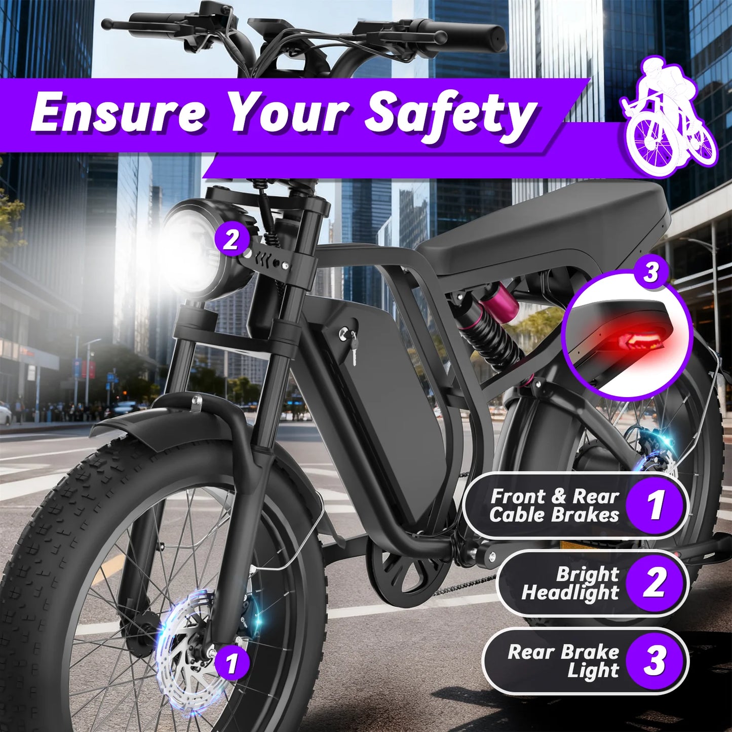 Moobelo B8 All Weather Winter Ebike 1500W Peak 30MPH Full Suspension Snow