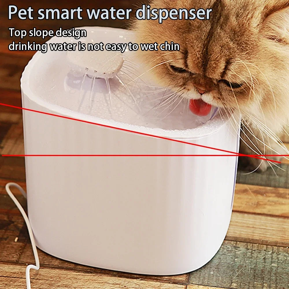 White Pet Water Fountain 100 Oz 3 L Auto Shut Off With 6 Filters For Cats And Dogs