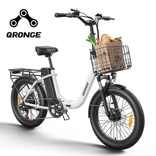 QRONGE 1000W Peak Folding Electric Bike With 486Wh Battery 70 Miles Range