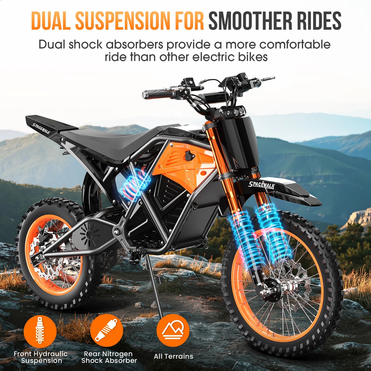 Fat Tire Electric Dirt Bike 3000W Mountain Off Road 48V Mid Drive