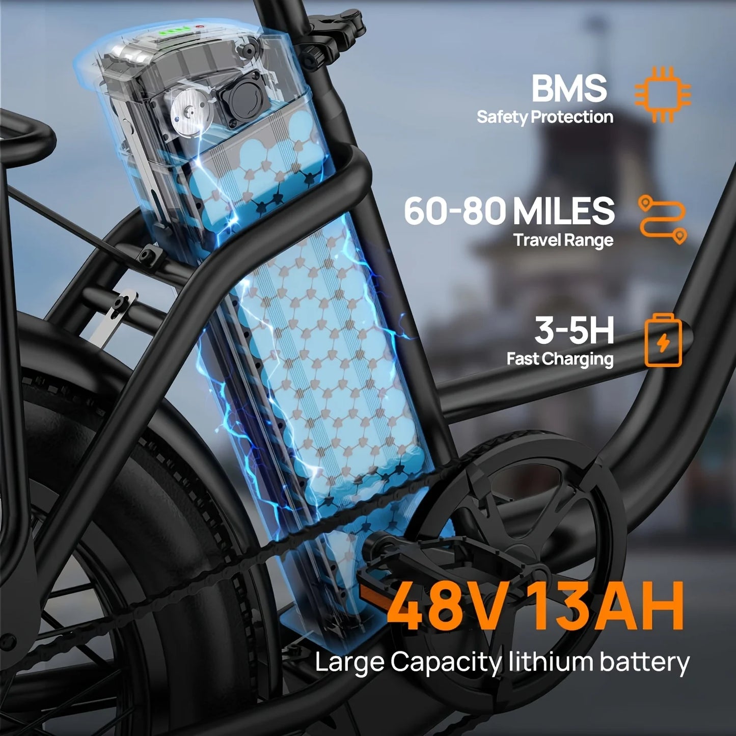 1000W E20 Fat Tire Electric Bike With Removable 48V Battery
