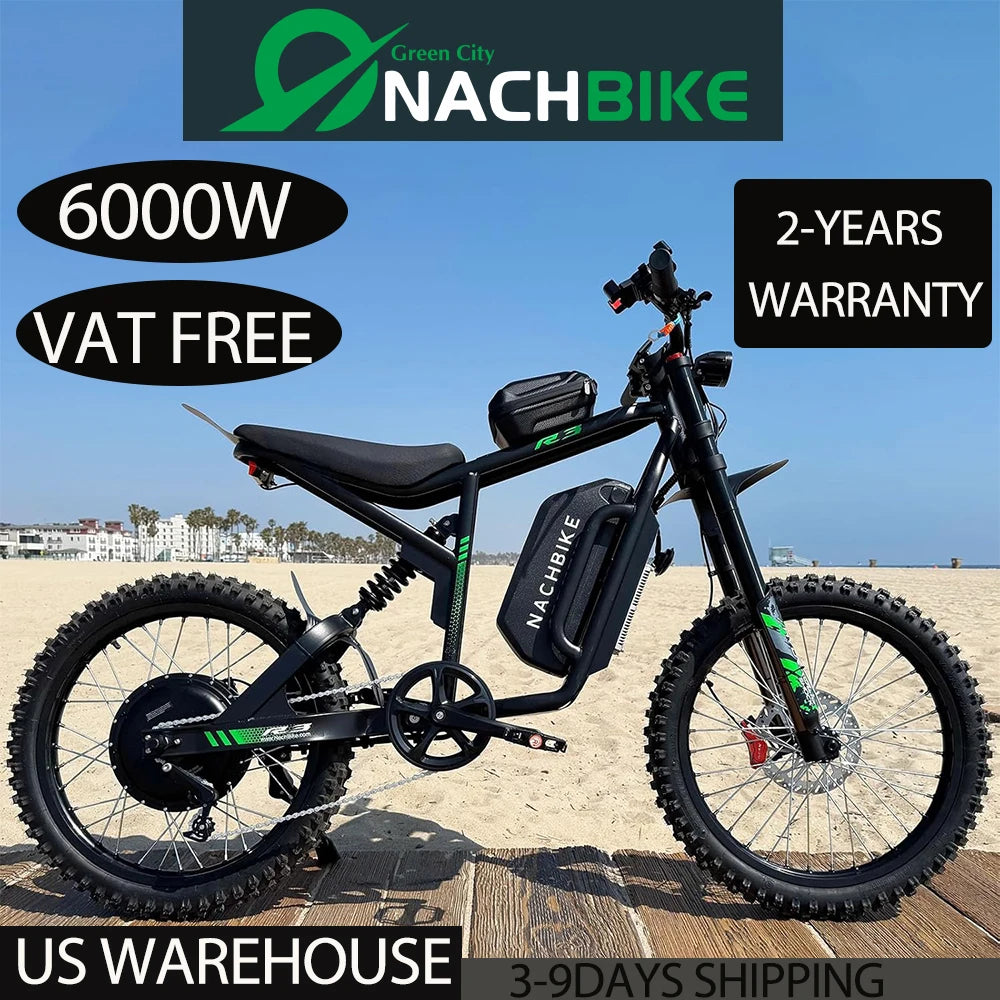 6000W Electric Dirt Bike R3 60V 25Ah Dual Hydraulic Brakes