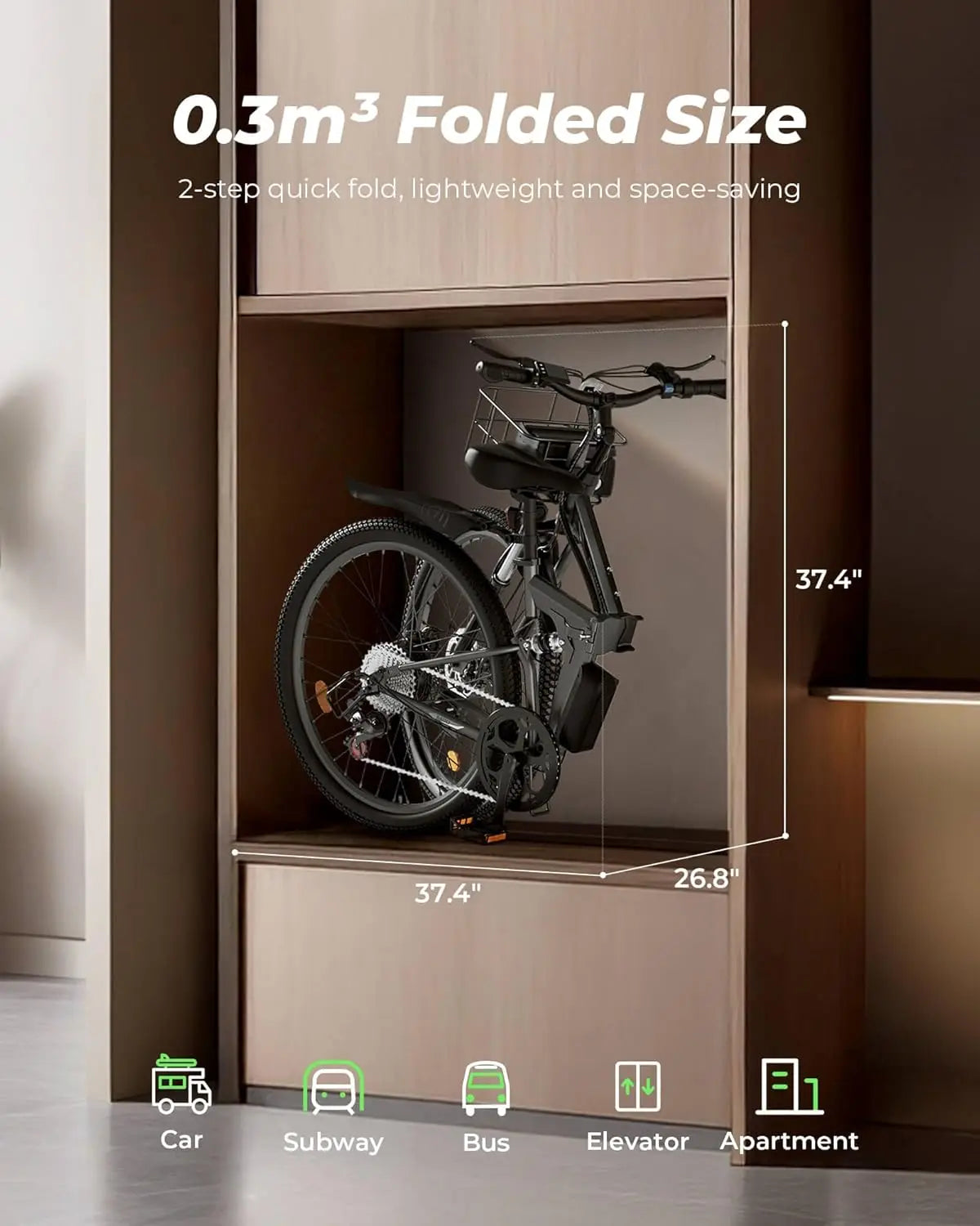 Isinwheel M40 Folding Electric Bike 36V 10Ah 500W Basket