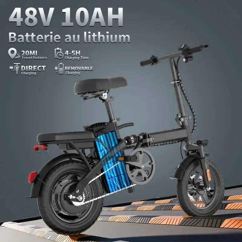 400W Peak Folding E Bike for Adults 19.5 MPH 19 Mile Range