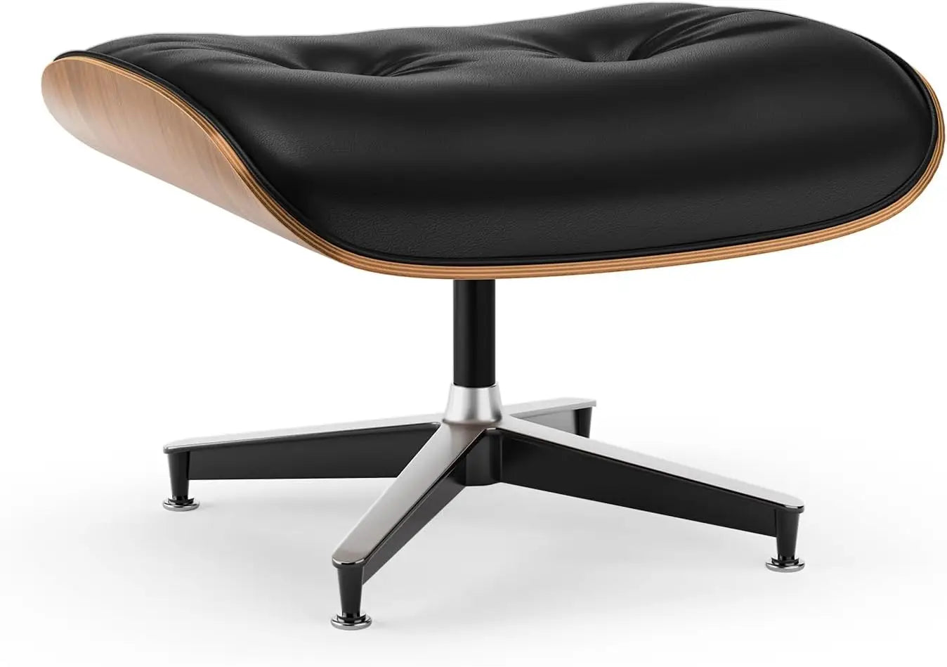 Mid Century Modern Leather Lounge Chair With Ottoman