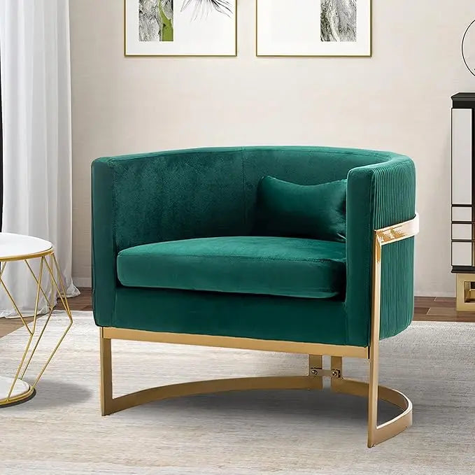 Velvet Barrel Chair With Gold Legs Modern Armchair
