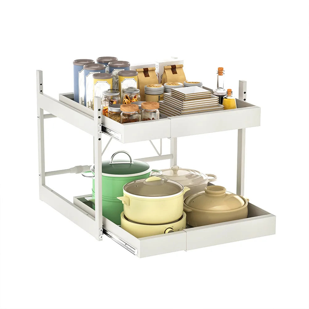 Under Sink 2 Tier Pull Out Cabinet Organizer Drawer