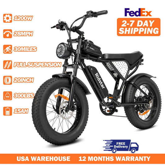 Ridstar Q20 Lite 1200W Fat Tire Electric Bike 48V 15Ah MTB
