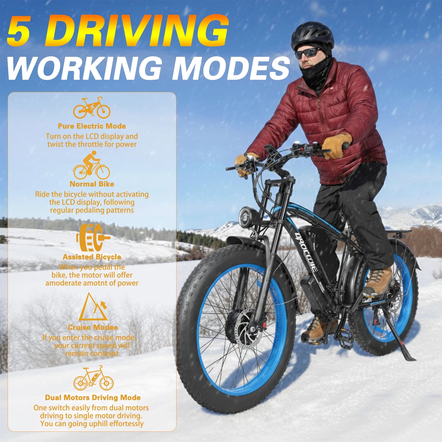 Baolujie Peak Dual Motor Electric Bike 48V Battery