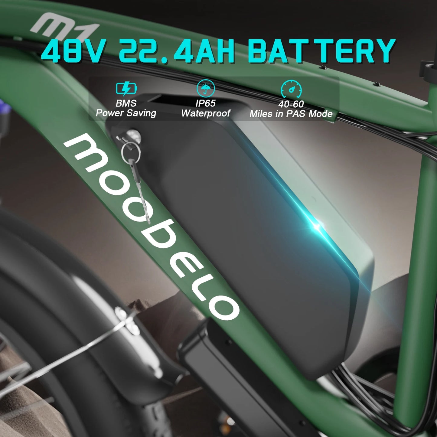 Moobelo M1 48V 2000W Dual Motor Fat Tire E Bike Front Suspension 26 Inch