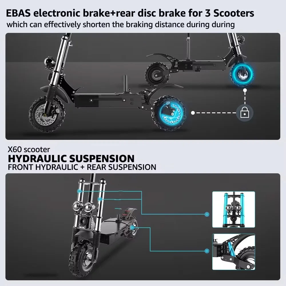 Electric Scooter For Adults Dual Motor Folding With Removable Seat