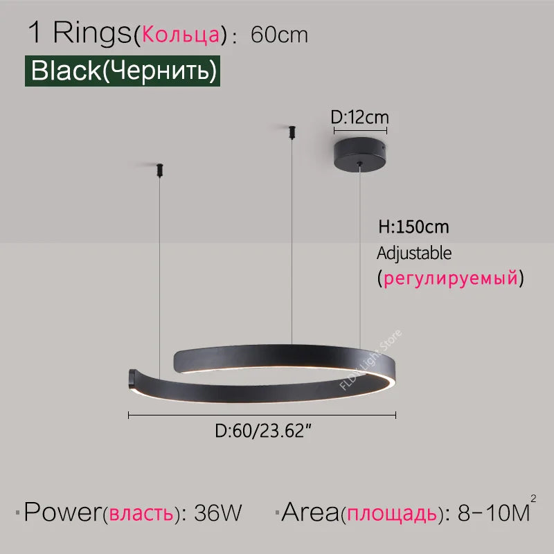 Ceiling chandelier Pendant light Chandeliers for dining room LED Bedroom living room nordic home decor Modern Round ring lamps - Antland Marketplace