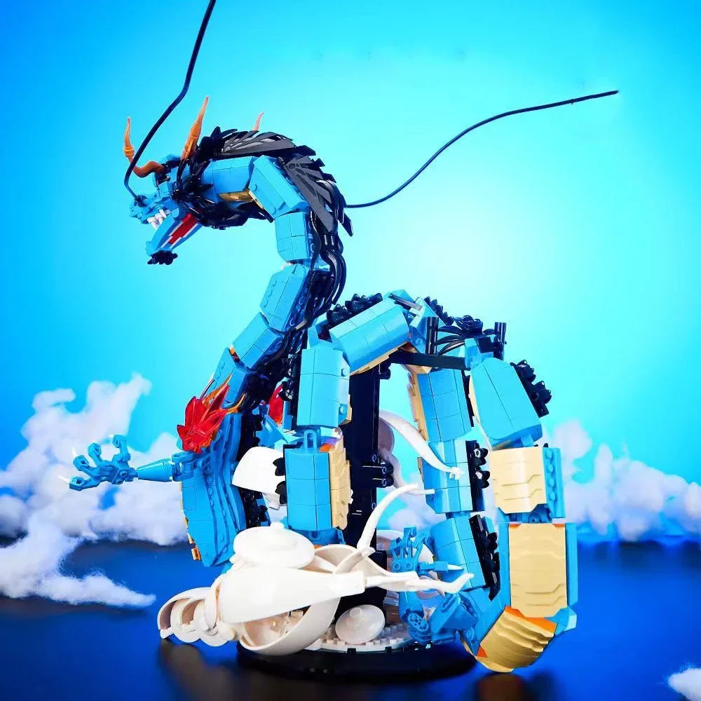 Creative Anime Nautical King Blue Kaido Dragon Building Blocks DK5011 Divine Dragon Form Model Toy For Kids Gift