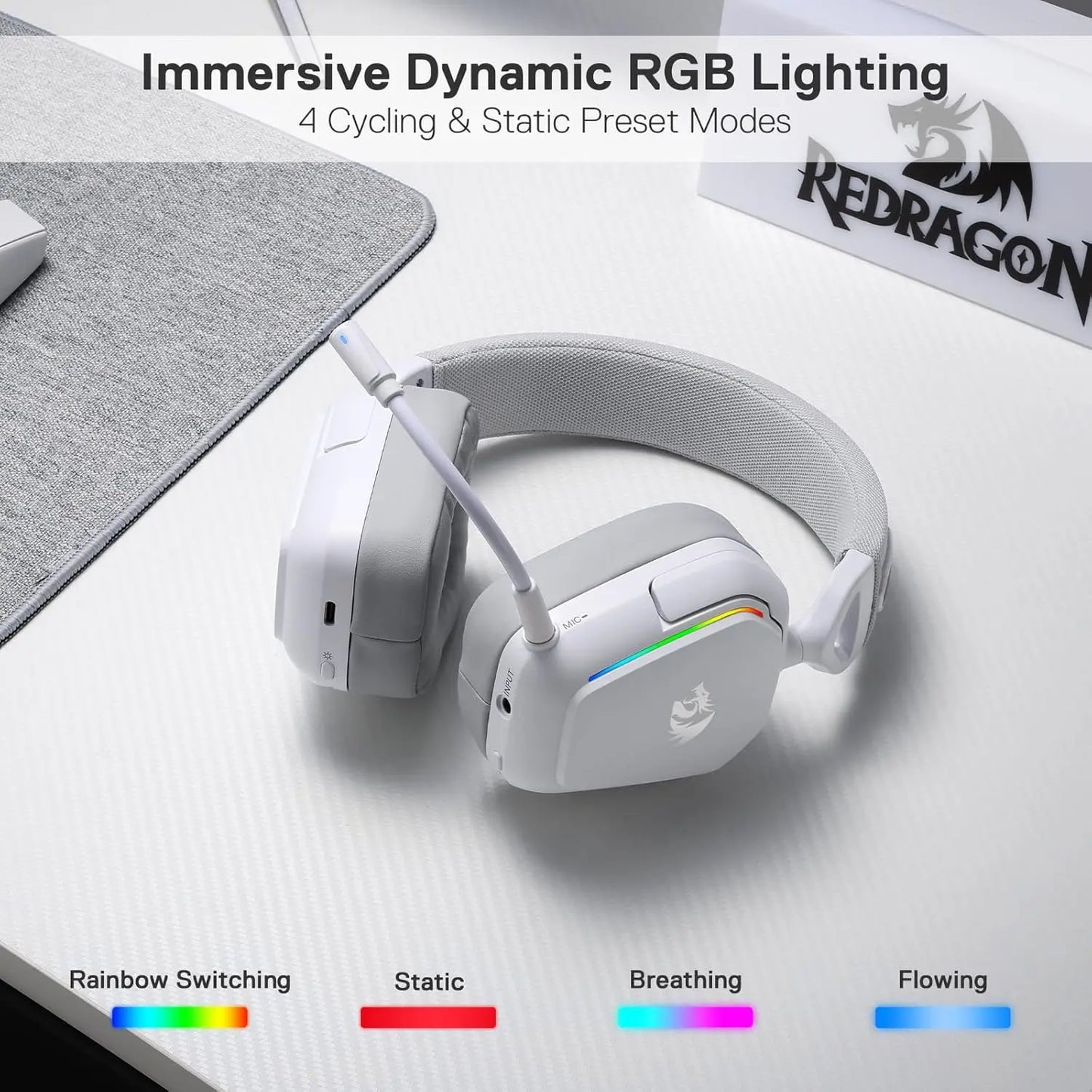 Redragon H868 Wireless RGB 7.1 Surround Sound Gaming Headset