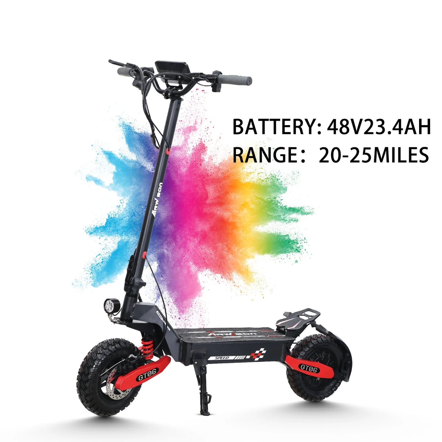Arwibon GT06 1200W Foldable E Scooter 25 MPH 48V 13Ah 11Inch Off Road Tires