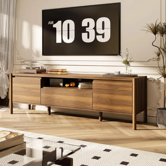 Mid Century Modern TV Stand 70 80 Inch Farmhouse 3 Cabinets