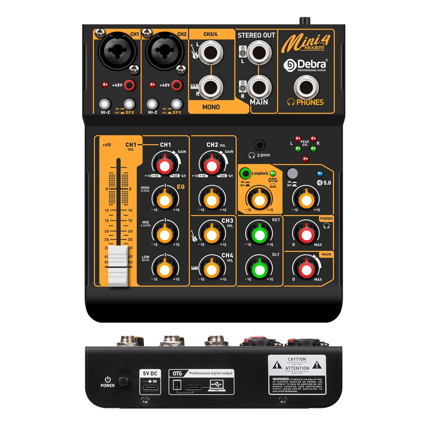 Mini 6 Bluetooth 6-Channel DJ Mixer with Reverb Sound Card