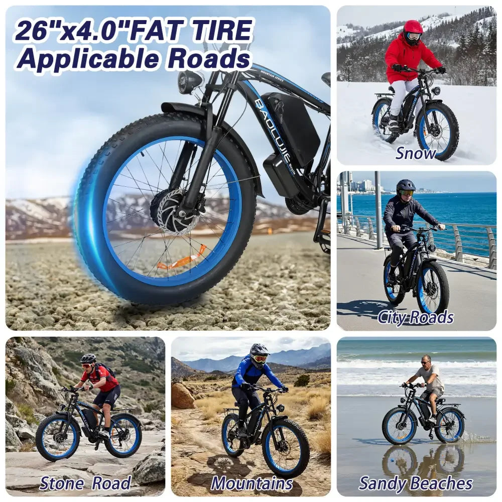 Baolujie Peak Dual Motor Electric Bike 48V Battery