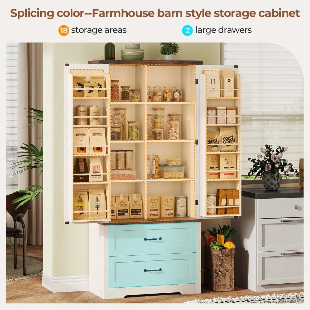 Modern Farmhouse Kitchen Storage Cabinet With Barn Doors