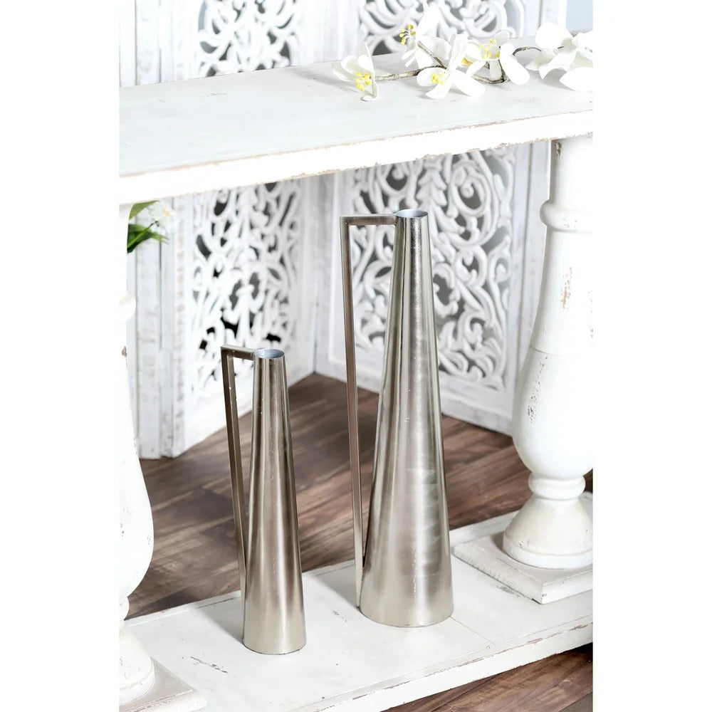 Two Piece Metal Vase Set With Handles For Centerpiece